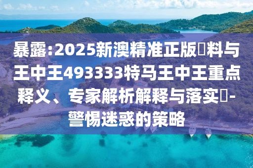 暴露:2025新澳精準正版資料與王中王493333特馬王中王重點釋義、專家解析解釋與落實?-警惕迷惑的策略